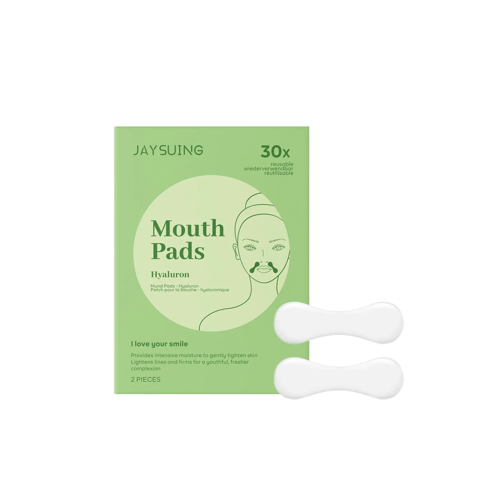 Two facial skincare patches with hyaluronic acid and collagen formula for firming treatment