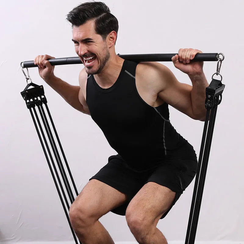 Pilates stick with central bearing ring for resistance bands, EVA sponge grip, 980mm or 1000mm length options