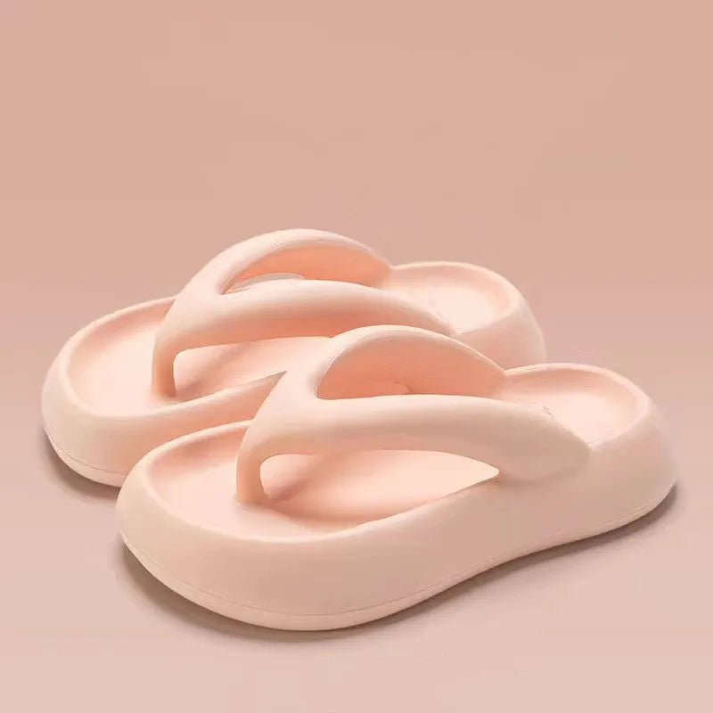 Women's thick-soled EVA flip-flops with bow decoration in black, green, pink, rose red, and white colours