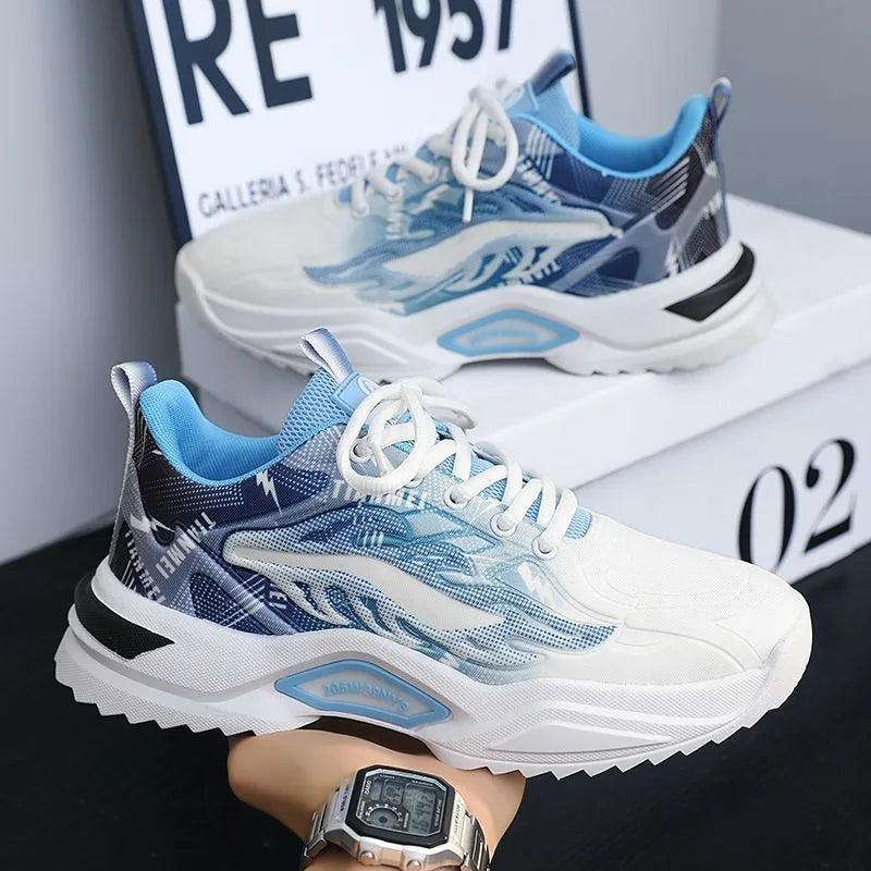 Men's breathable mesh casual sports shoes in 3529 black and white with synthetic leather upper and rubber sole