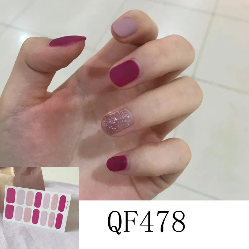 3D diamond waterproof nail stickers for pregnant women, 14 full coverage stickers per pack, multiple colour styles