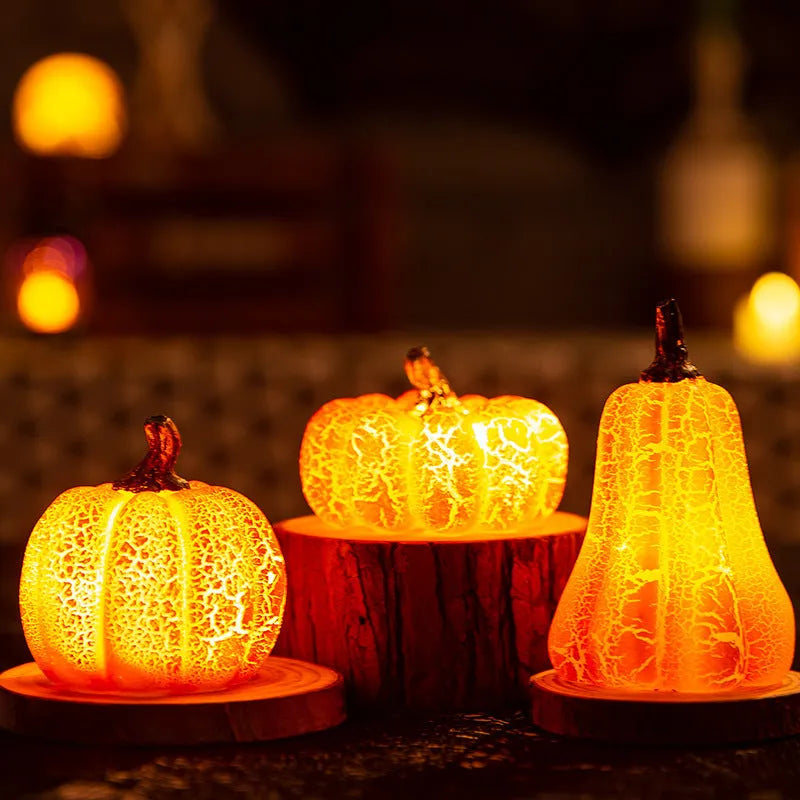 Resin Halloween pumpkin lantern with LED candle light in short, medium, and long size options