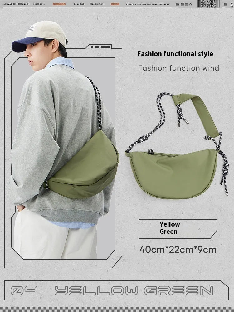 Men's lightweight nylon messenger bag in urban simplicity design with large capacity for commuting