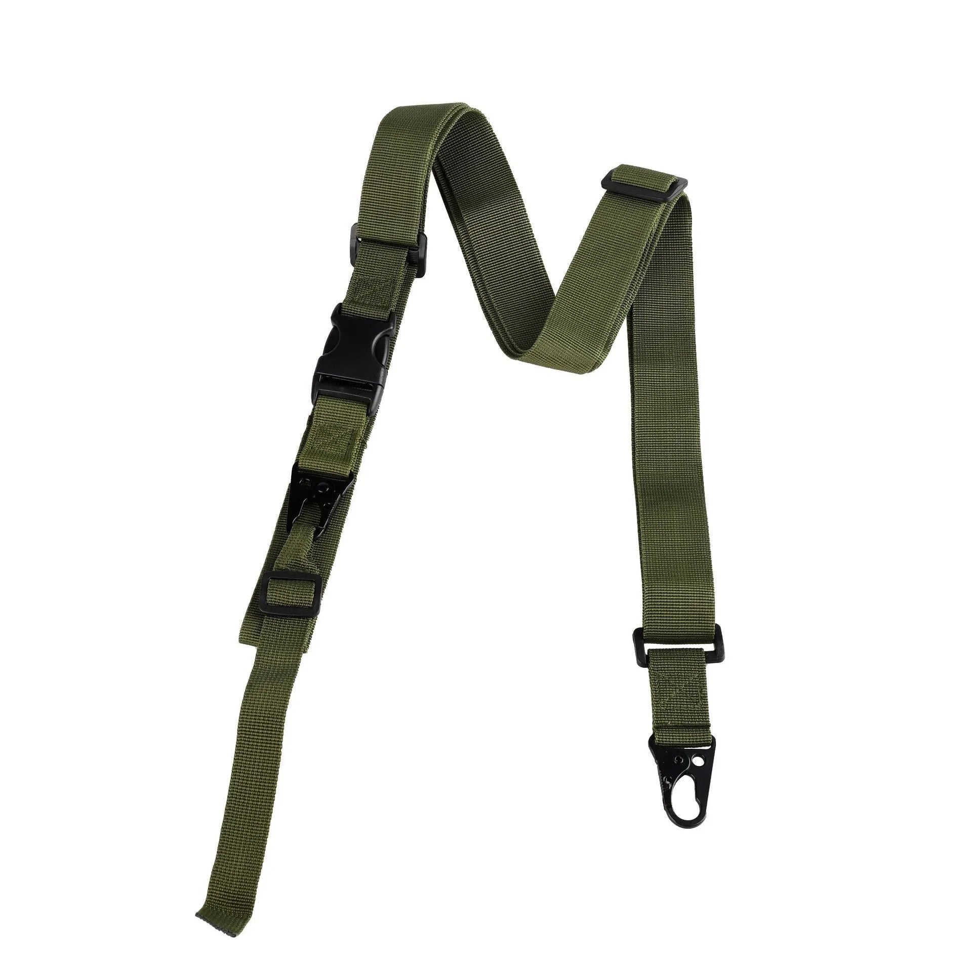 Outdoor equipment crossbody nylon sling strap 148cm with snap button fastening in army green colour