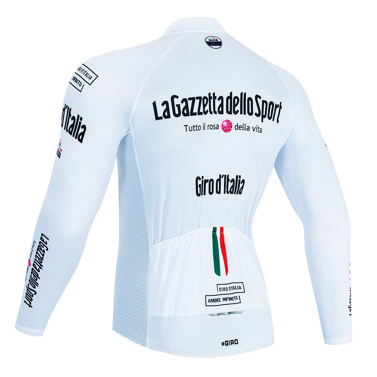 Long sleeve mountain bike cycling jersey in a patterned colour, shown on a model.