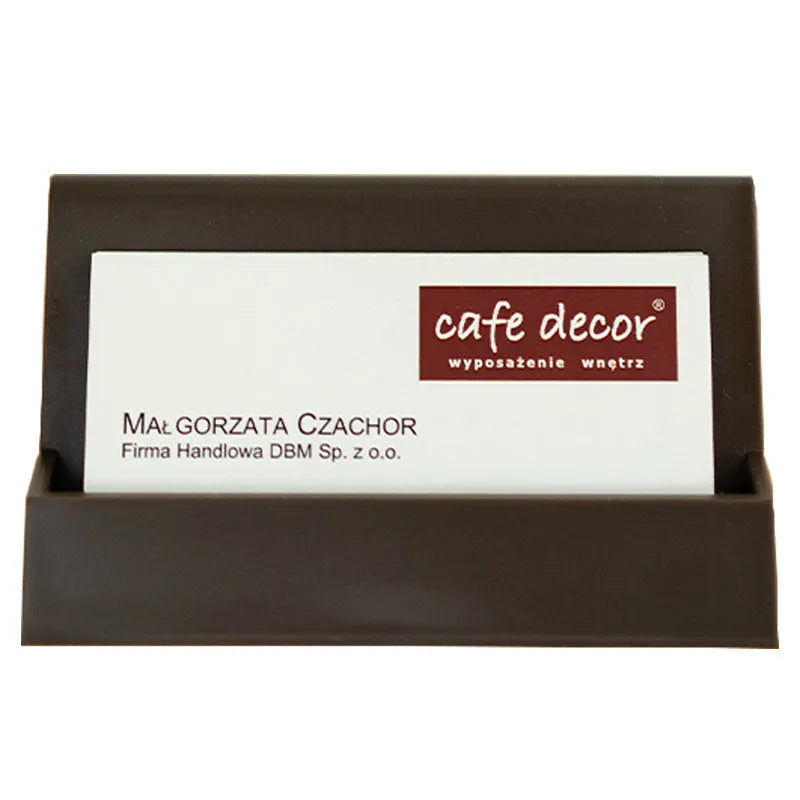 Creative business card storage display stand in geometric design, holds 20 cards, available in five colours