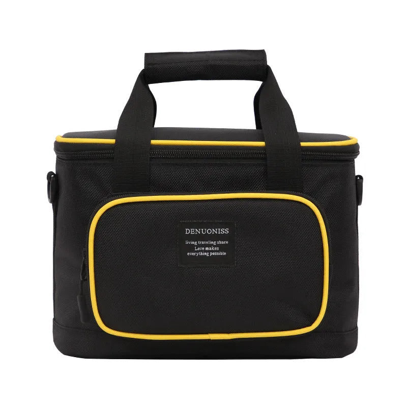 Insulated Oxford cloth crossbody lunch bag in green, 26cm x 16cm x 18.5cm, for outdoor fresh keeping