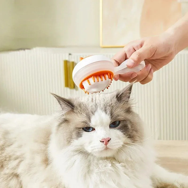 Automatic cleaning pet bath brush with soft gel massage nodes in blue and orange colour options