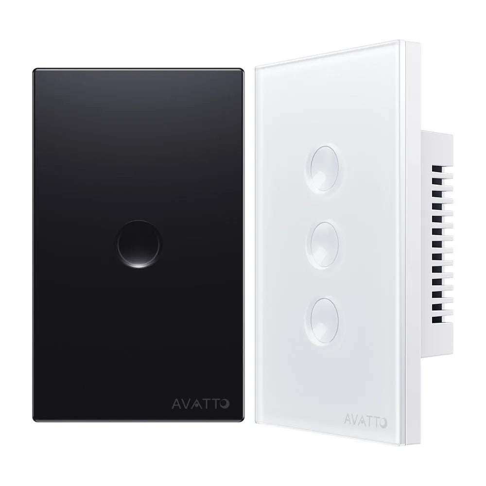 WiFi smart light switch with black tempered glass panel, US standard, Zigbee 3.0, Alexa and Google Home compatible