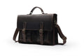 Brown cowhide leather crossbody computer bag with anti-theft features for business use