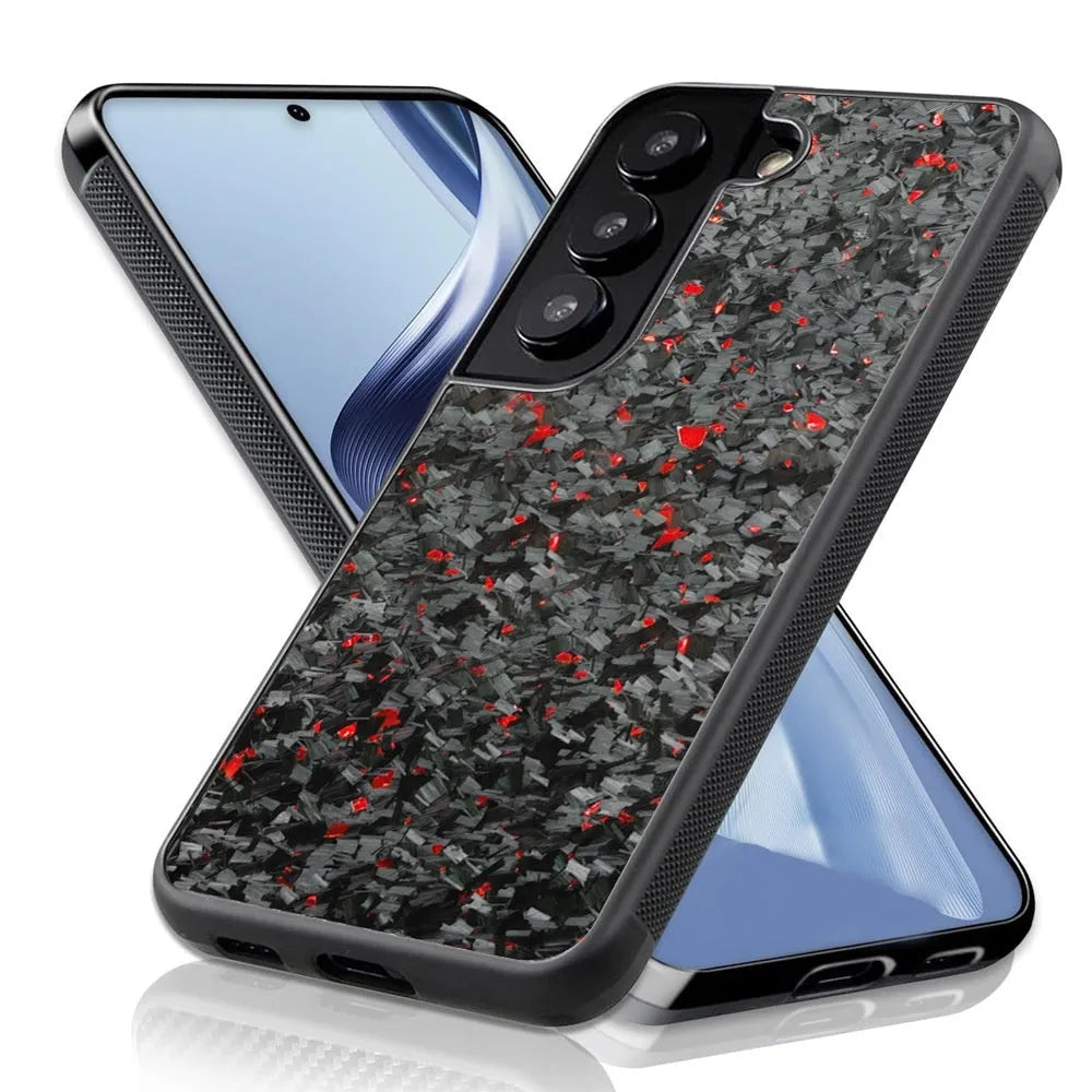 Carbon fibre silicone phone case for Samsung S24 Ultra with 3K twill backplate and silicone edges