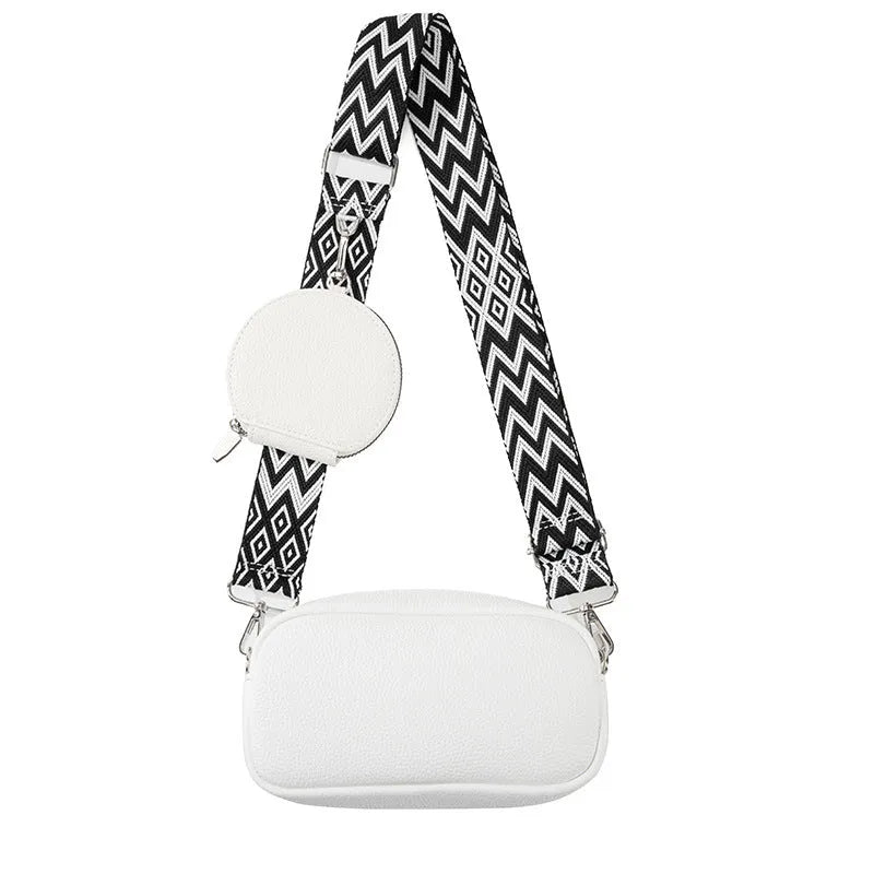 Women's soft PU crossbody bag in horizontal square shape with single strap and zippered interior