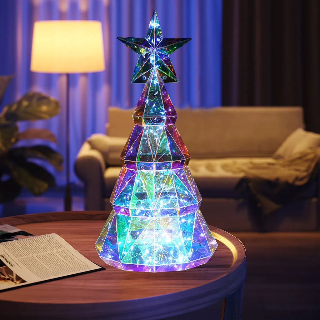 Colourful cartoon Christmas tree light decoration measuring 14.5 by 4.8 by 20 centimetres