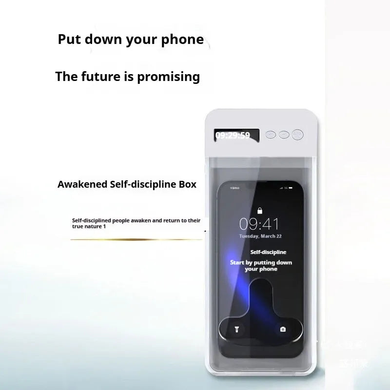 White stainless steel timing mobile phone self-discipline box with rechargeable booking lock for focus
