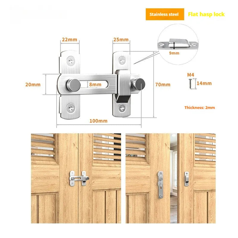 Warehouse hook lock for sliding barn doors in black carbon steel or stainless steel