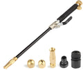 Black high pressure adjustable water gun with alloy body, brass tip, and TPR handle for car wash and garden use