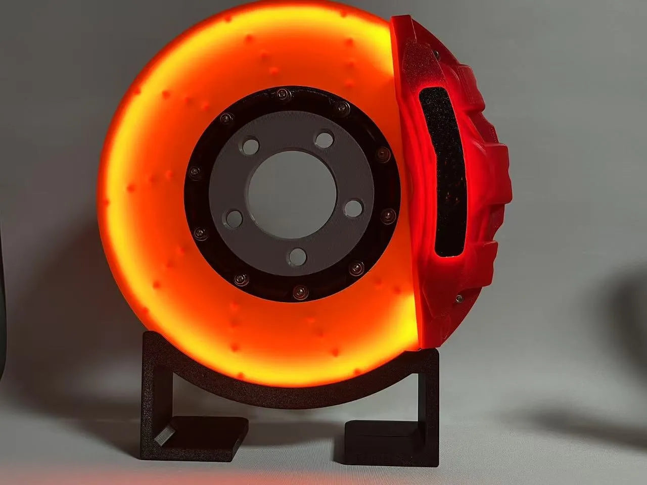 Brake disc design LED night light with touch dimming control in blue, red or yellow caliper colours