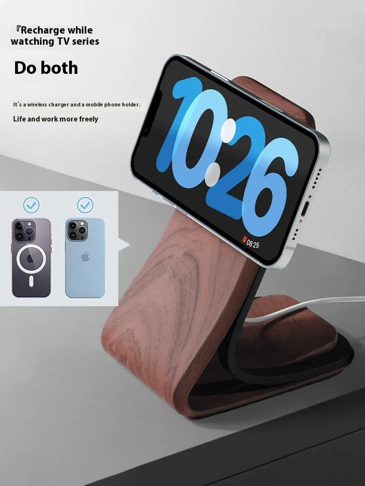 Magsafe magnetic resin phone holder on desktop with mobile phone attached