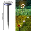 12LED rotating solar lawn light with IP65 rating in a garden setting, white light option, 103x103x340mm spike