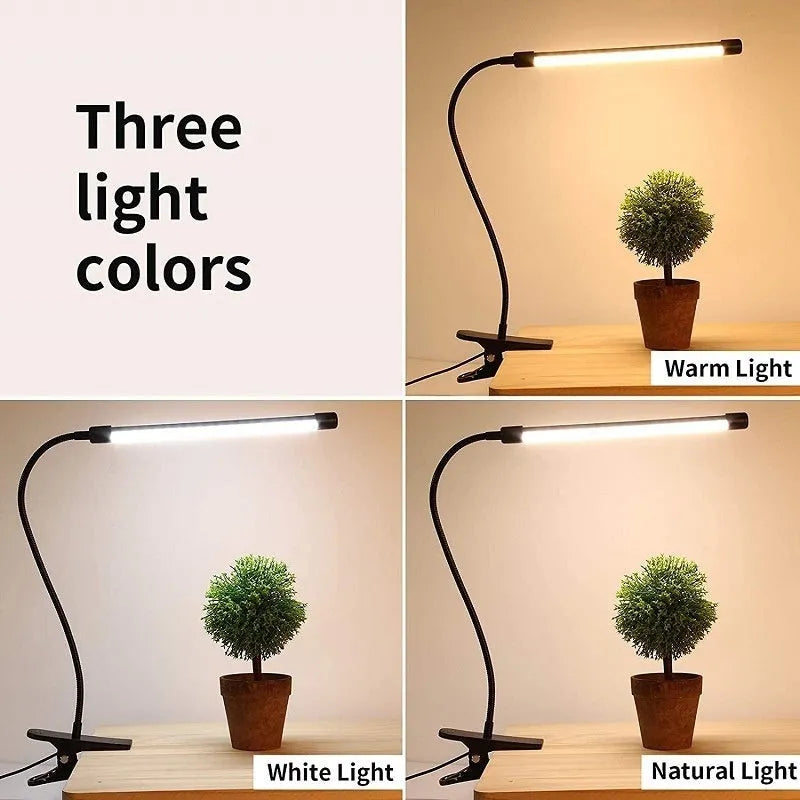 Black and white LED desk lamp with 26cm length and USB cable for study use