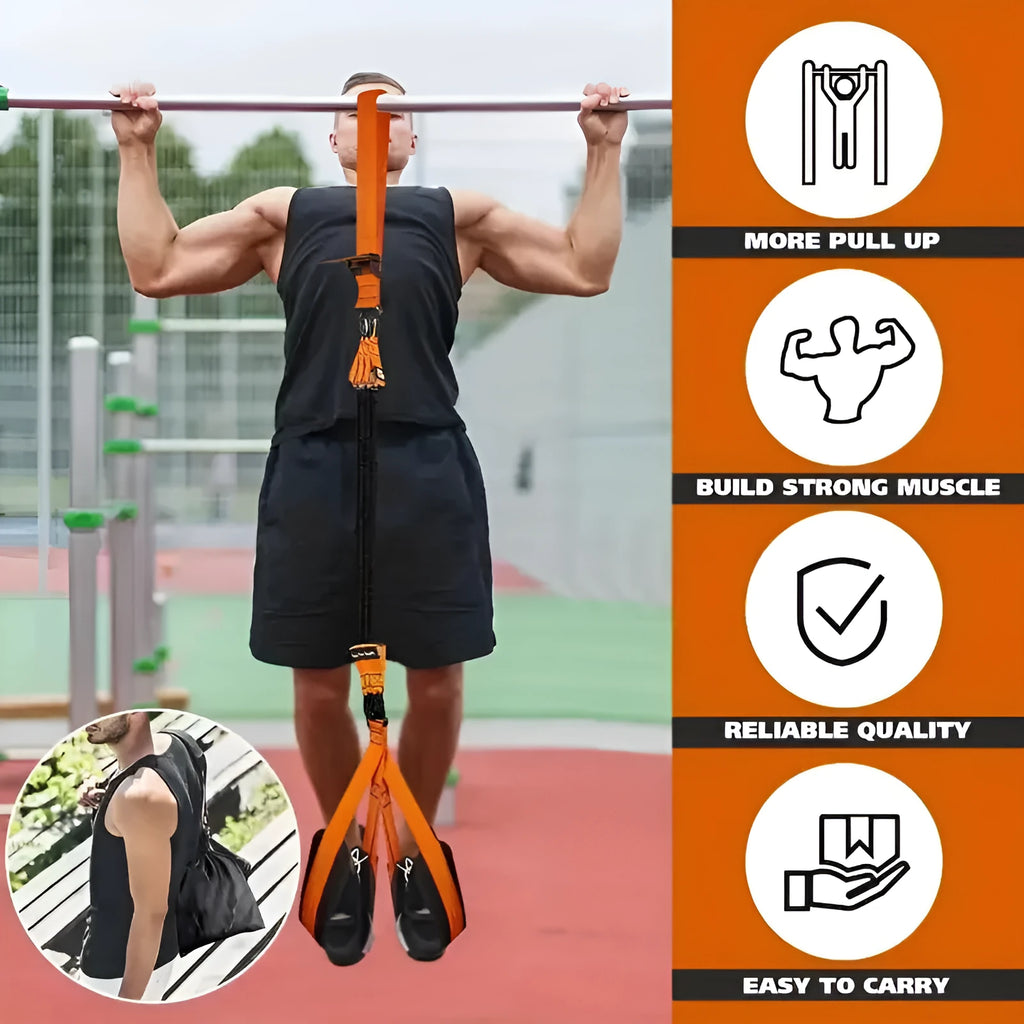 Household outdoor pull-ups auxiliary strap suit in black, TPE material, for fitness enthusiasts
