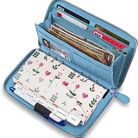 Anti-theft card holder wallet in multiple colours showing card slots and RFID protection.