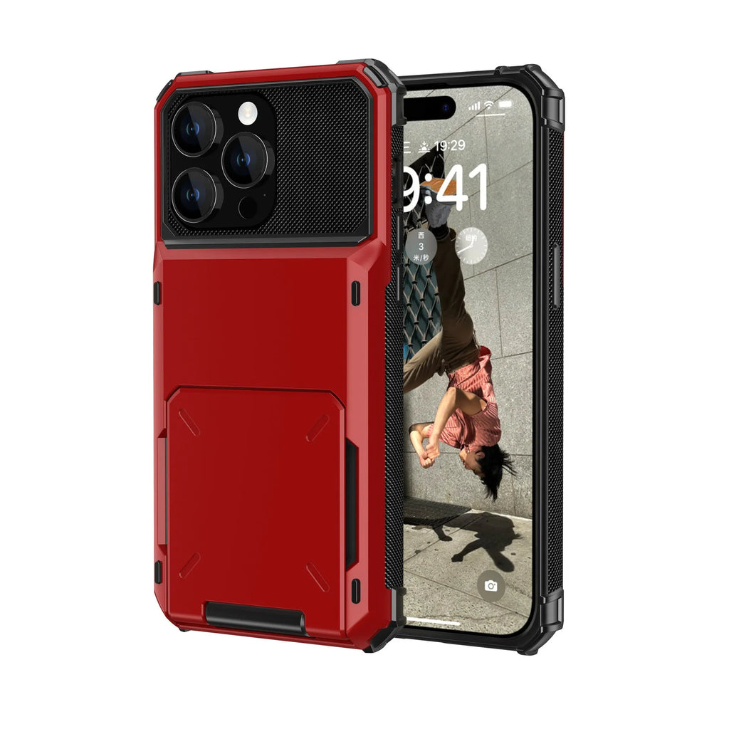 Gray fashion flip card phone case for iPhone with card slot and PC shell