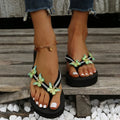 Butterfly slippers outdoor thong sandals summer beach shoes women green artificial PU upper herringbone toe