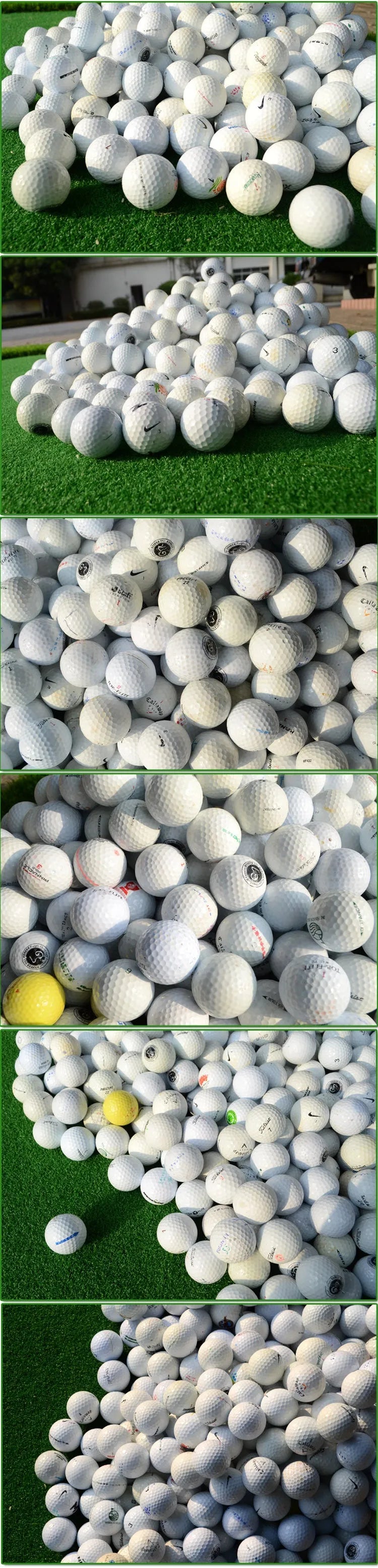 White Golf Next Practice Game Ball with 352 beehive holes and synthetic rubber core, second-hand condition