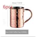 Stainless steel Moscow Mule metal mug with copper plating in silver, gold, rose gold, or black.