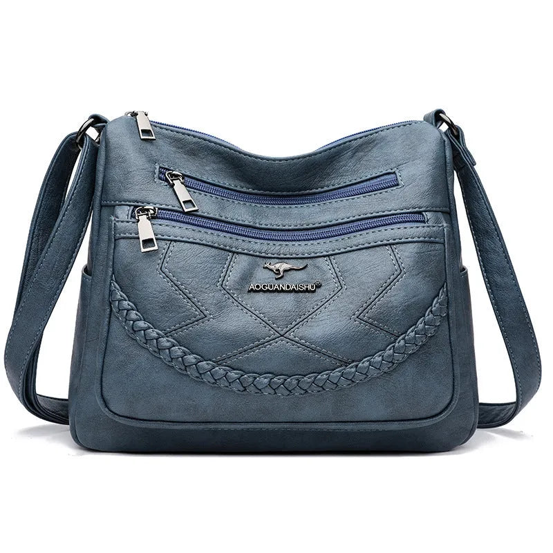 Soft PU leather women's shoulder bag with horizontal square shape in black, red, yellow or blue