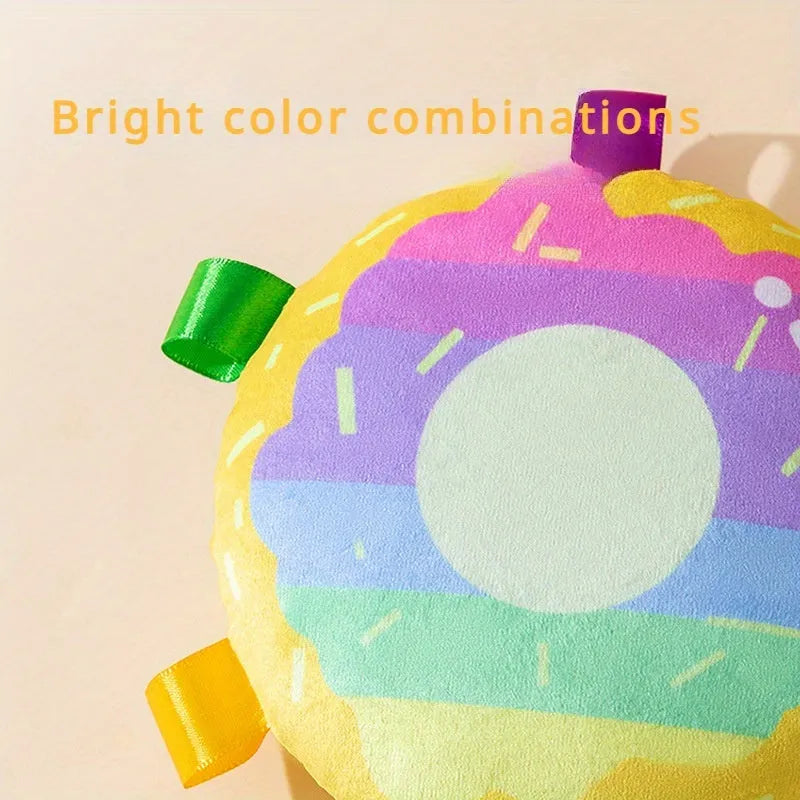 Cartoon plush flying disc dog toy with bite-resistant design for outdoor fetch and training