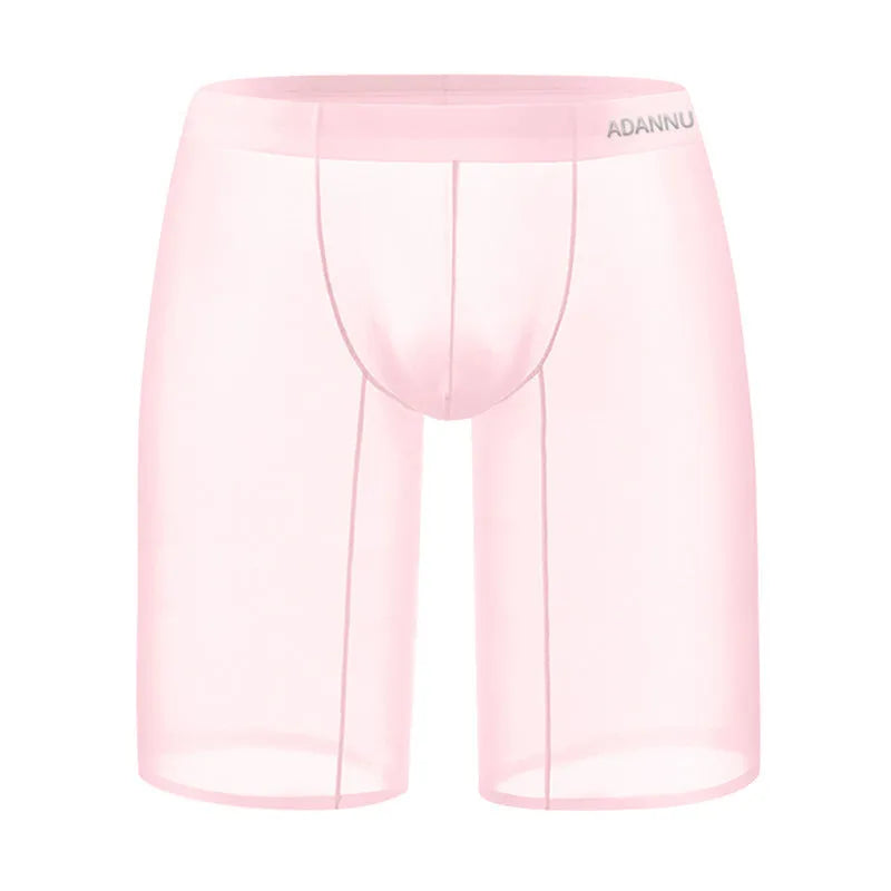 Men's solid colour seamless mesh home shorts in knitted nylon fabric
