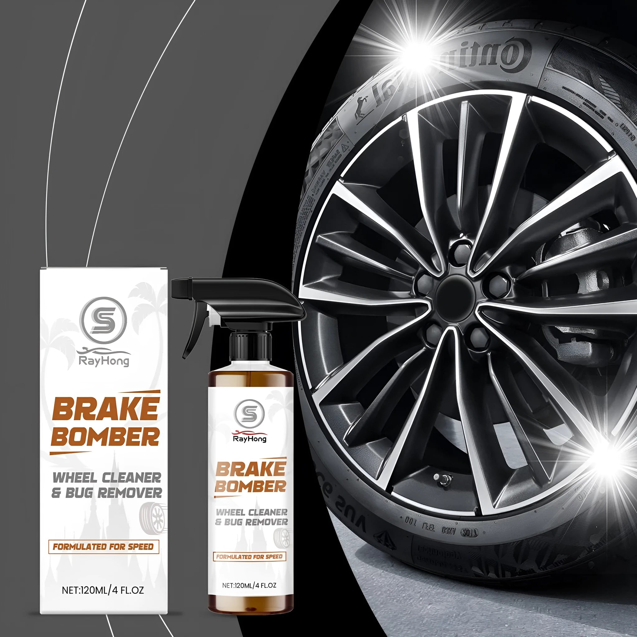 120ml car wheel cleaner bottle with surfactant formula for brake dust removal