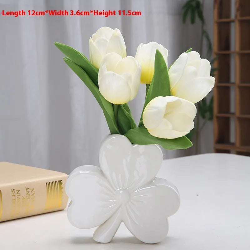 White porcelain clover ceramic vase European style desktop decoration