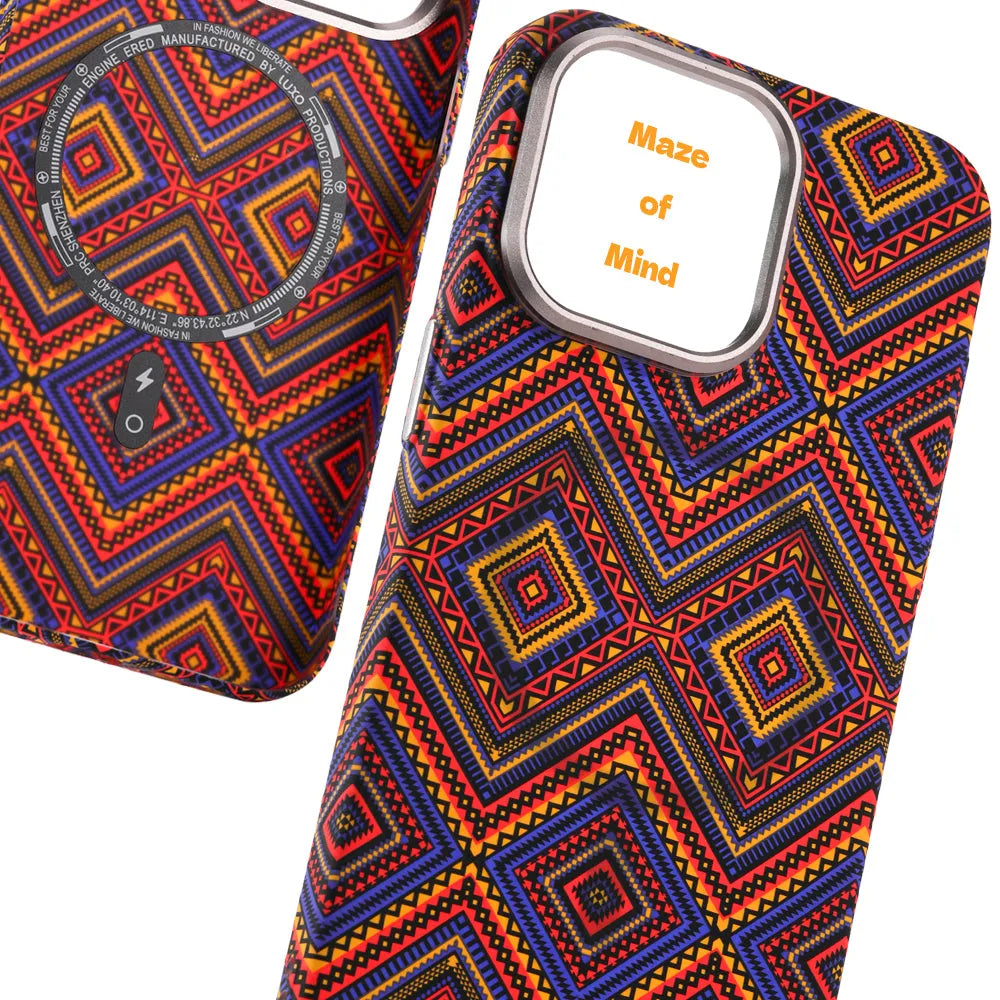 Kevlar pattern magnetic suction phone case for iPhone in Santorini Blue showing skin-like texture and protective shell design