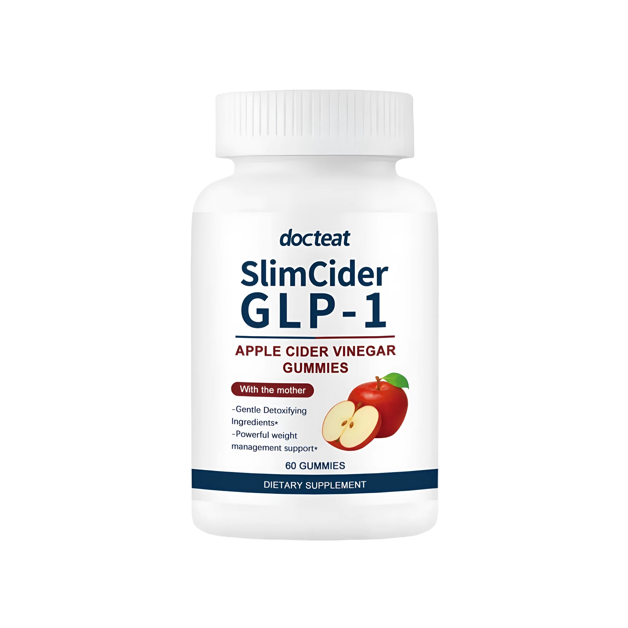 Bottle of 60 cider vinegar gummies for digestion and blood sugar support with apple vinegar