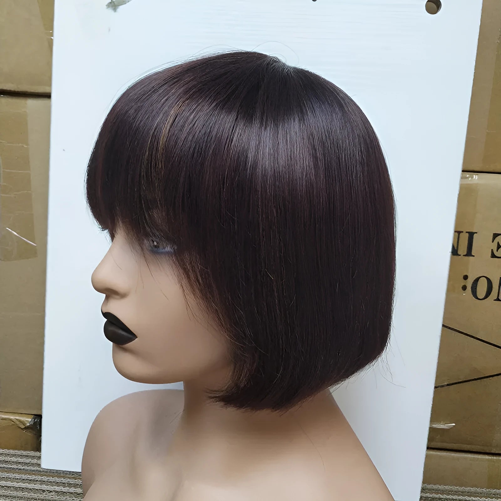 Double drawn human hair fringe bob wig short length natural look star fashion style 8 inch option