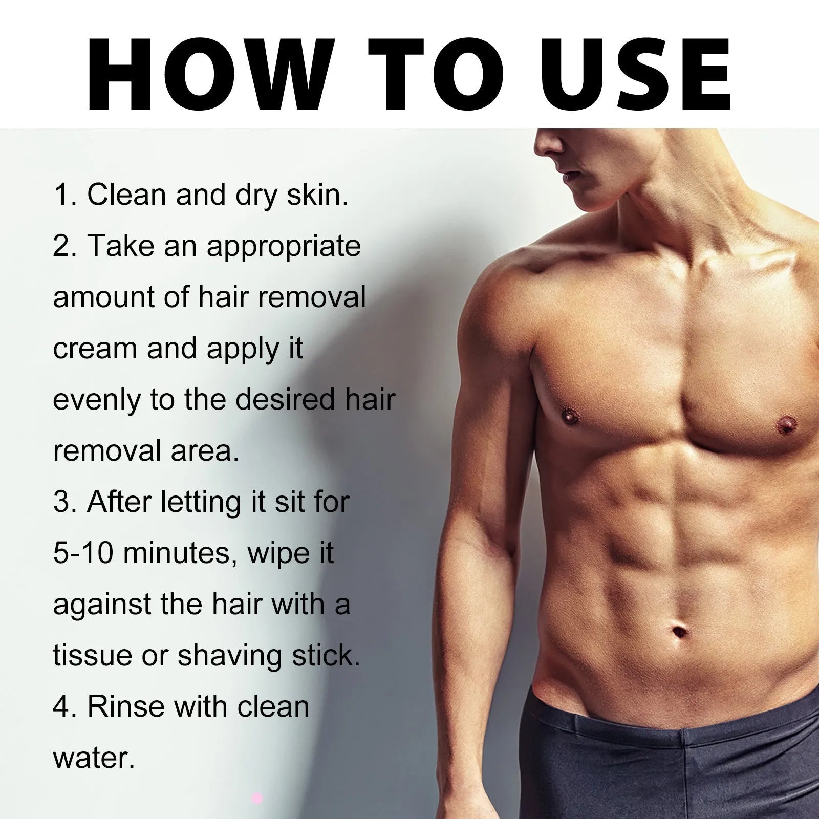 Men's hair removal cream 100ml container for beard, armpit, hand and leg application