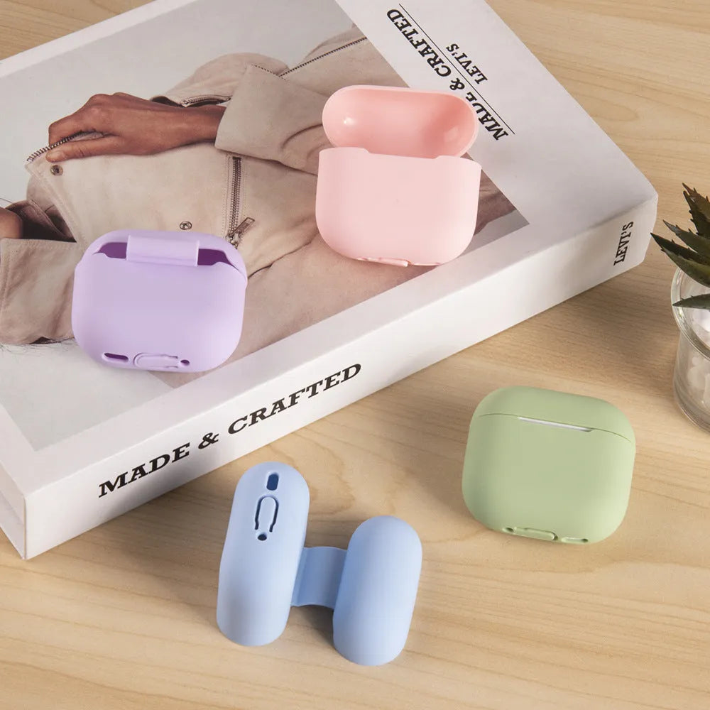 Silicone earphone case for Apple AirPods 4 in twelve colours including white, pink, black, red, and transparent.