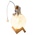 Gold astronaut figurine humidifier with wooden frame, resin space man ornament, 13x13x28cm, USB powered