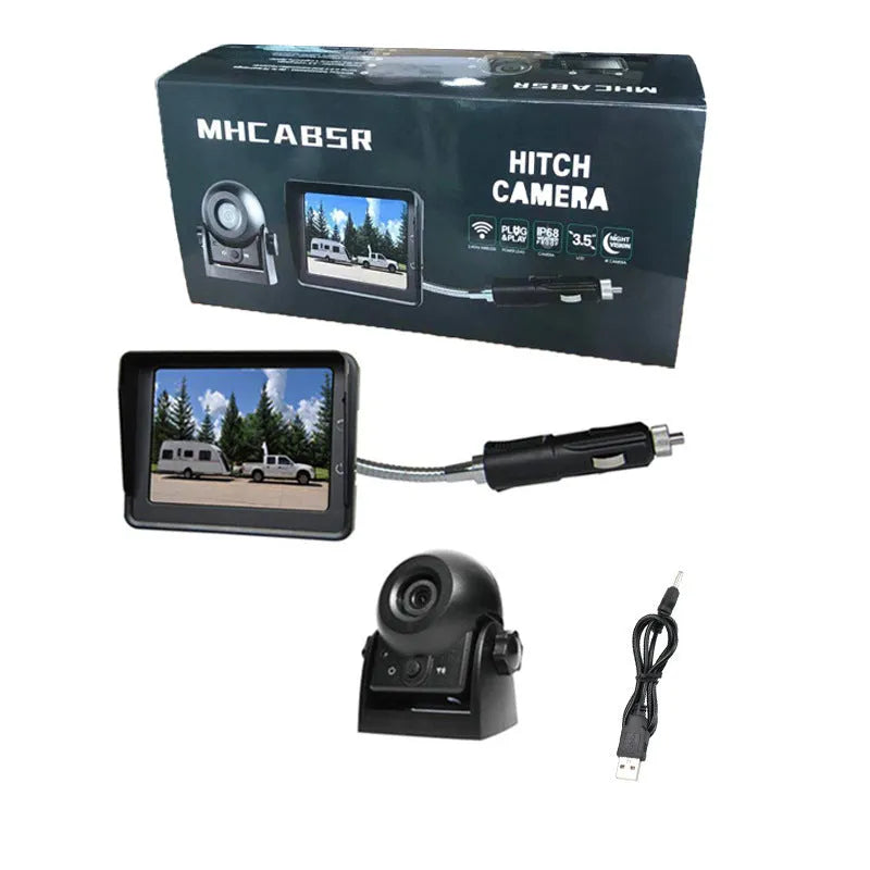 HD wireless infrared night vision reversing camera with 4.3 inch display and 170 degree adjustable angle, black plastic shell