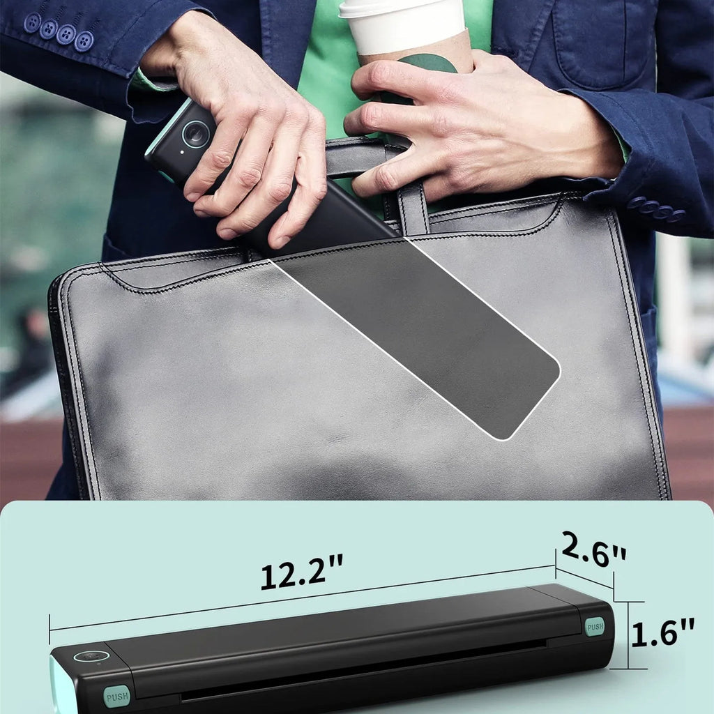 Phomemo M08F white portable A4 thermal printer with Bluetooth wireless connectivity