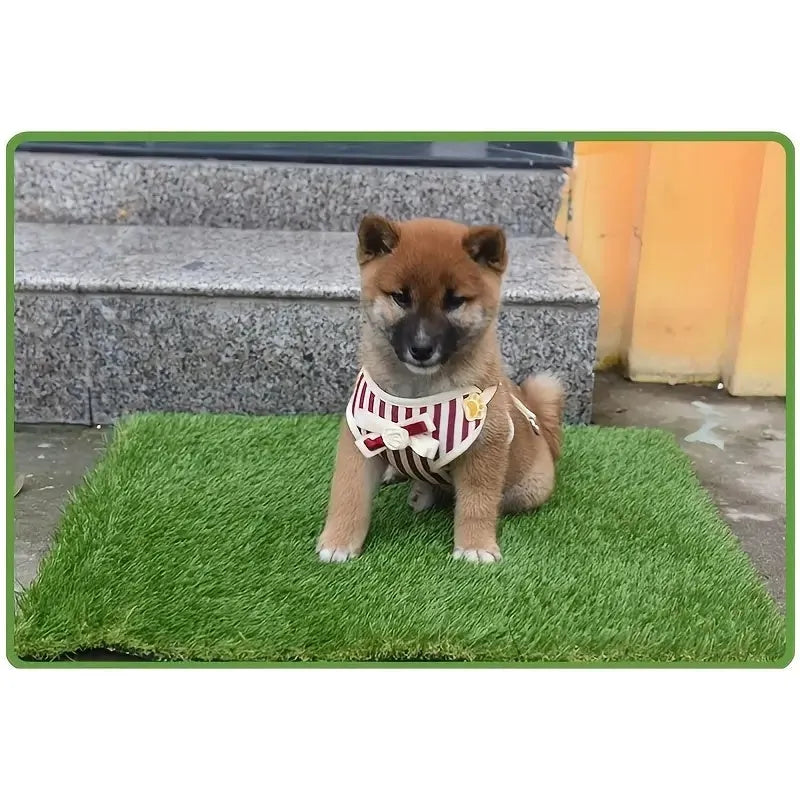 Washable artificial grass dog toilet training mat shown in small, medium, and large size options.