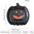 Halloween disposable paper plates with black pumpkin design in 9-inch size