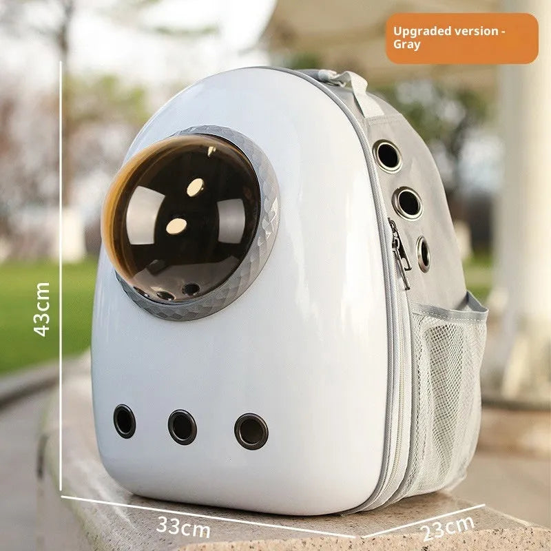 Grey acrylic mesh side open pet backpack for cats and small dogs up to 7.50kg