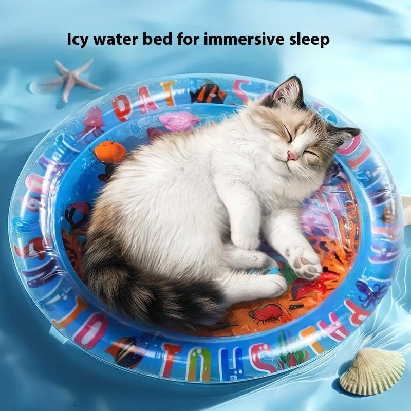 65cm dolphin style PVC inflatable pet water cooling bed for dogs and cats