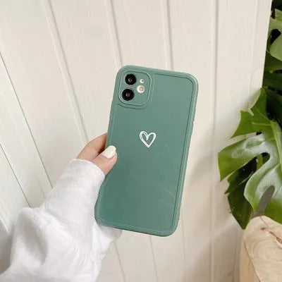 Couples Love Solid Color TPU Phone Case for iPhone 14 SE 13 12 XS Max Soft Anti-Fall Protective Cover for Apple 7 8 SE X XR 11 Pro Max Mini