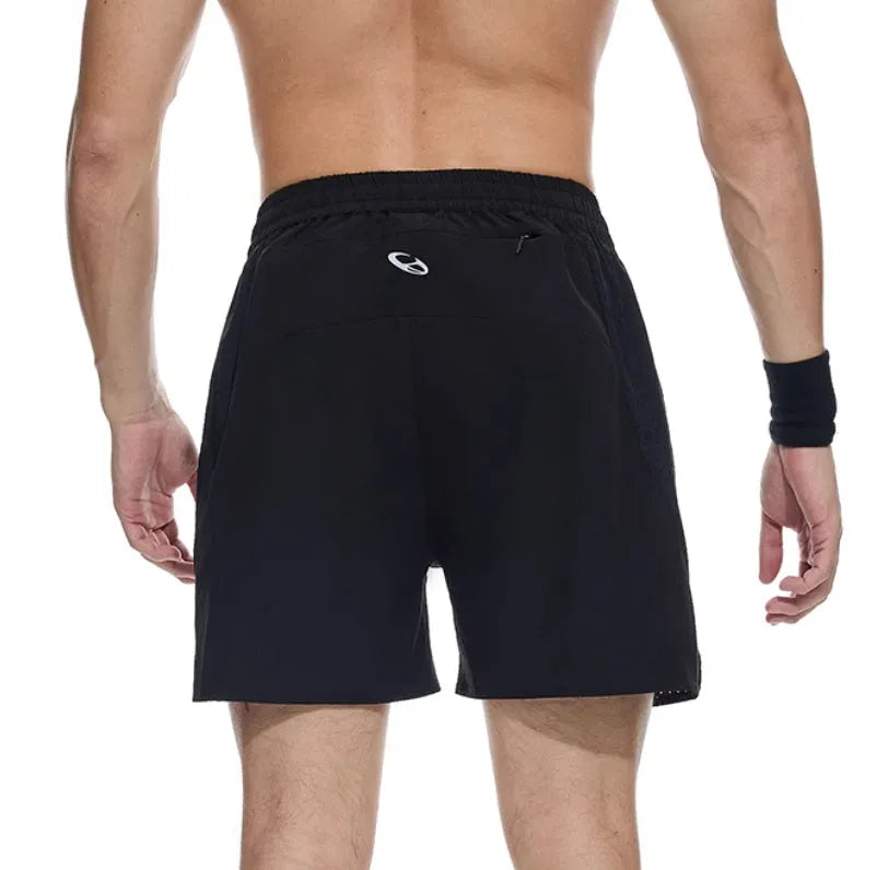 Spandex running shorts with laser punching stitching in Mysterious Black or Power Blue