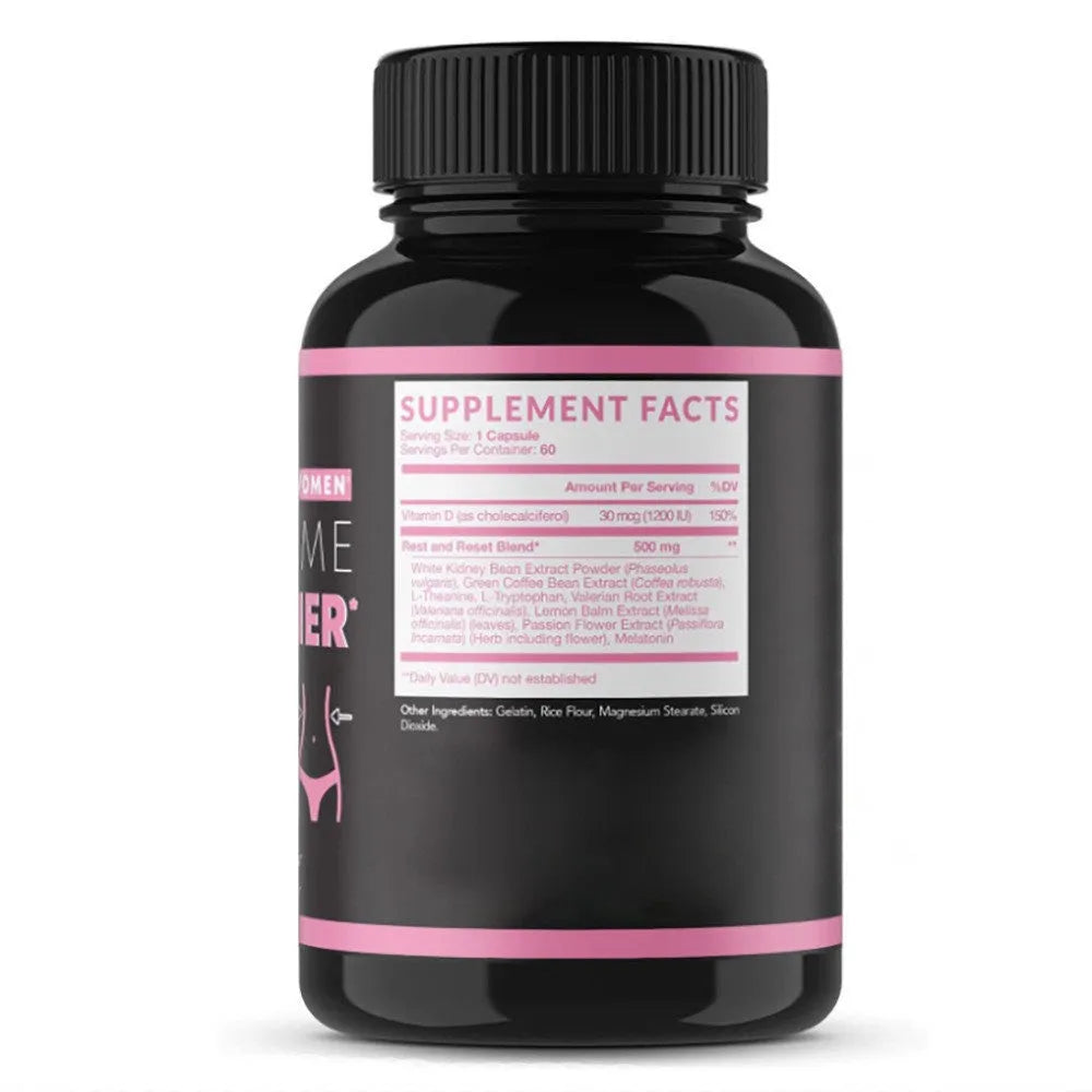 Bottle of L-Carnitine capsules with white kidney bean extract dietary supplement